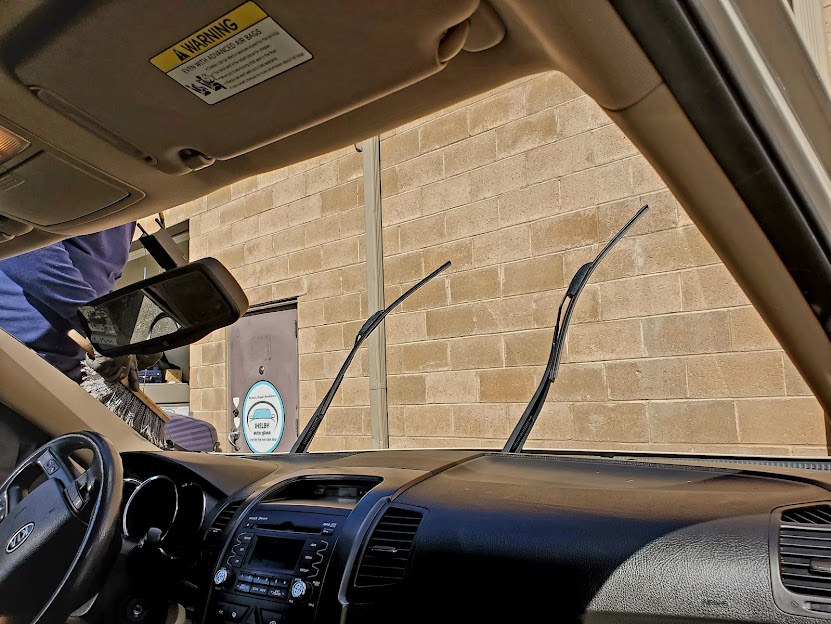 Shelby Auto Glass windshield repair view from inside a customer vehicle